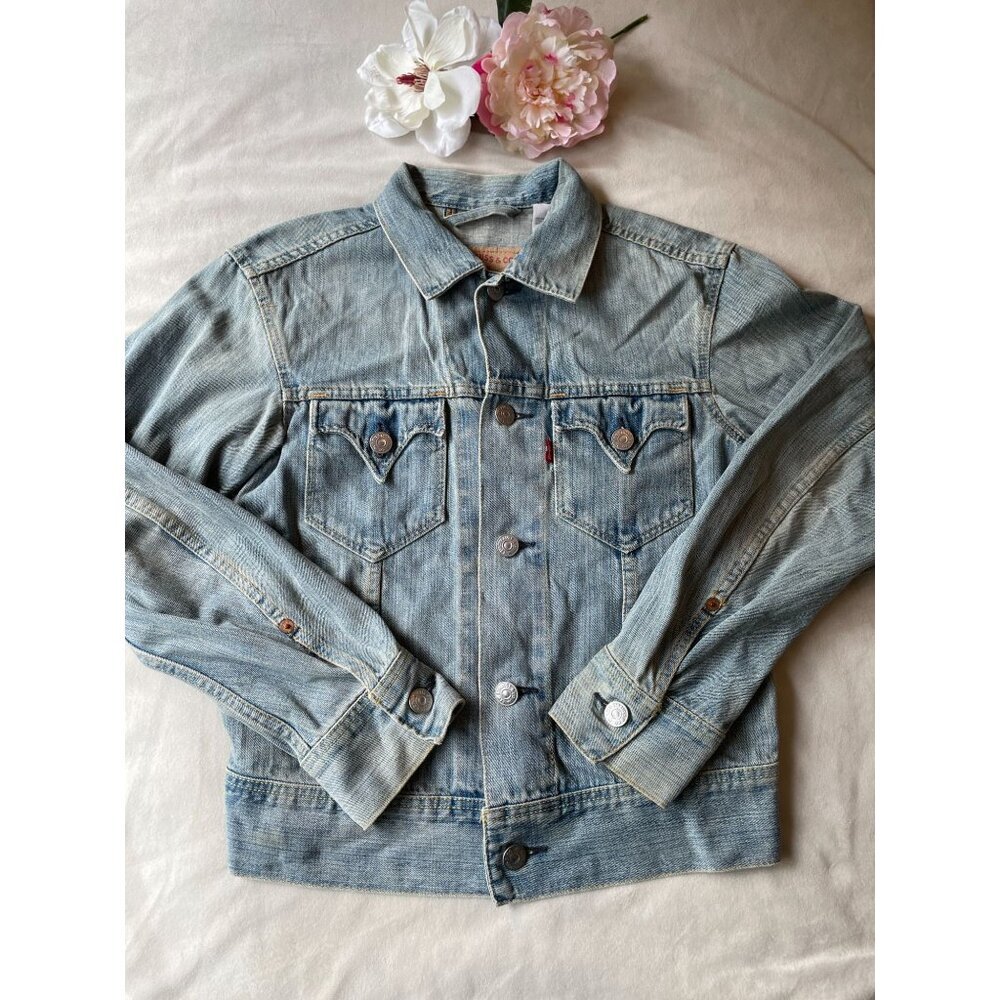 Levis Womens Mens Western Denim Jacket Size CH Light Wash Y2K Streetwear